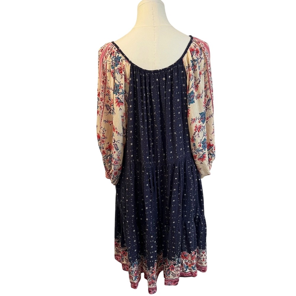 Angie Navy & Cream Floral Tie-Front Mini Dress - Picture 6 of 9